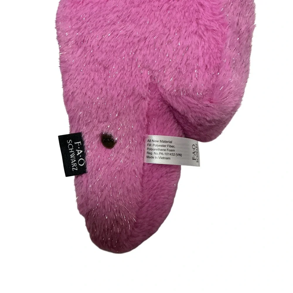 FAO Schwarz Rock Glam Pink Faux Fur Gold Lightning Bolt Plush Decorative Pillow